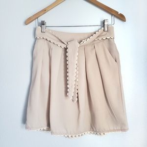 Ezra Nude Skirt w/Pockets and Scalloped Belt-Sz M